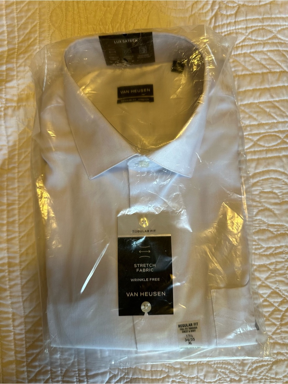 Van Heusen White Men's Dress Shirt - Stretch Wrinkle-Free